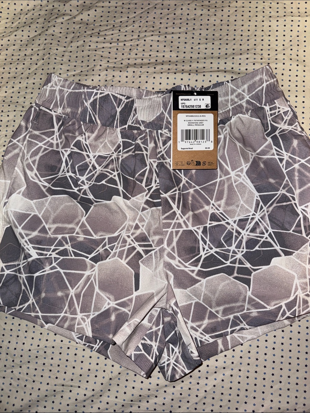 The North Face Women's Grey Abstract Pattern Athletic Shorts